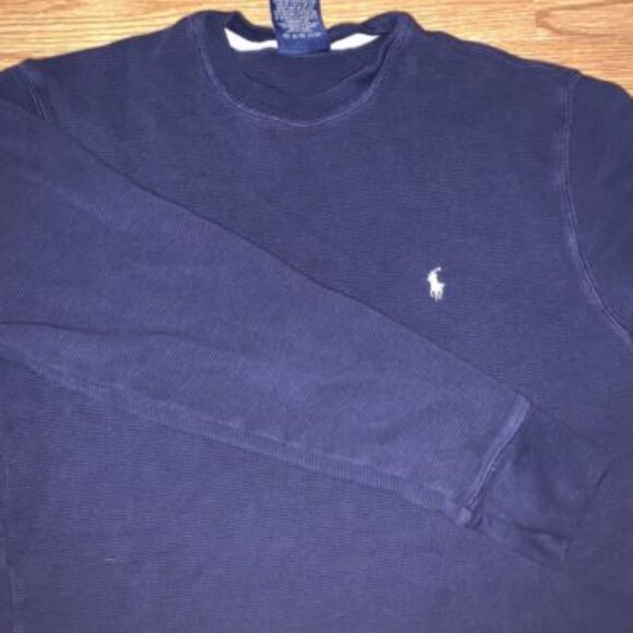 Polo Ralph Lauren Sleepwear Shirt Size Medium Navy Blue Cotton Long Sleeve - Picture 1 of 6
